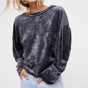 Free People We The Free Black Milan Crushed Velour Top
